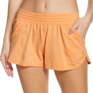 Free People Get Set Short Electric Orange French Terry Cotton Pockets Large L